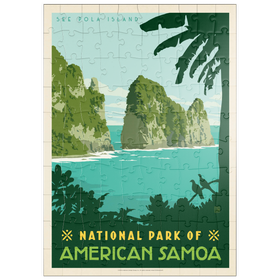 Darstellung des Puzzle Motivs National Park of American Samoa, Vintage Poster - Puzzleteile: 100
