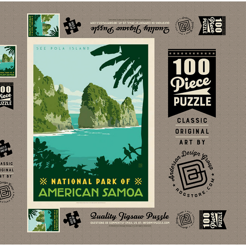 National Park of American Samoa, Vintage Poster 100 Puzzle Schachtel 3D Modell