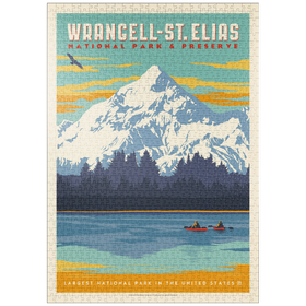 Darstellung des Puzzle-Motivs Wrangell-St. Elias National Park, Vintage Poster – Puzzleteile: 1000