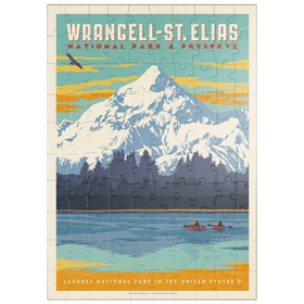 Darstellung des Puzzle Motivs Wrangell-St. Elias National Park, Vintage Poster - Puzzleteile: 100
