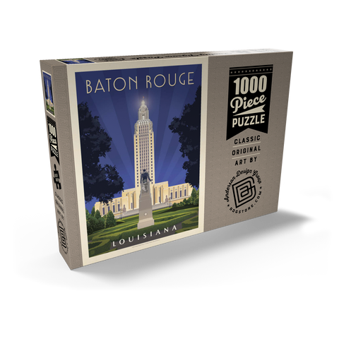 Baton Rouge, Louisiana: State Capitol, Vintage Poster 1000 Puzzle Schachtel Ansicht2