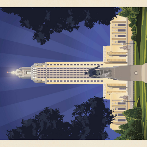 Baton Rouge, Louisiana: State Capitol, Vintage Poster 1000 Puzzle 3D Modell