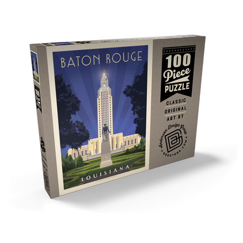 Baton Rouge, Louisiana: State Capitol, Vintage Poster 100 Puzzle Schachtel Ansicht2