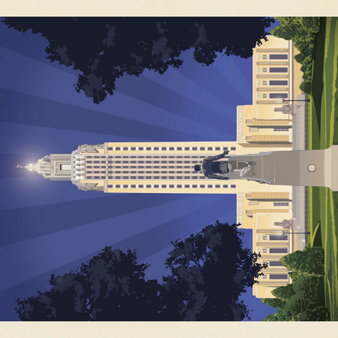 Baton Rouge, Louisiana: State Capitol, Vintage Poster 100 Puzzle 3D Modell