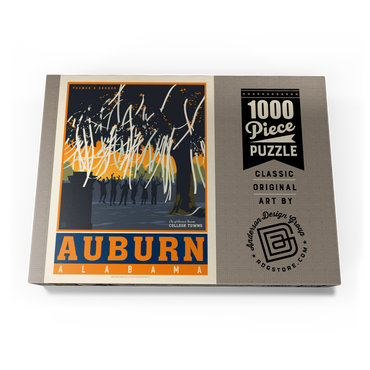 American College Towns: Auburn, Alabama, Vintage Poster 1000 Puzzle Schachtel Ansicht3