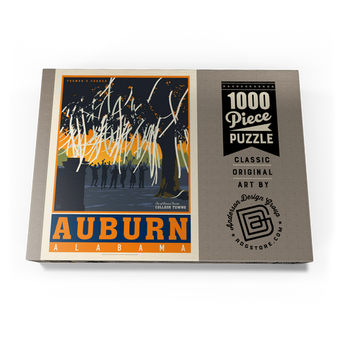 American College Towns: Auburn, Alabama, Vintage Poster 1000 Puzzle Schachtel Ansicht3