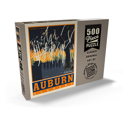 American College Towns: Auburn, Alabama, Vintage Poster 500 Puzzle Schachtel Ansicht2