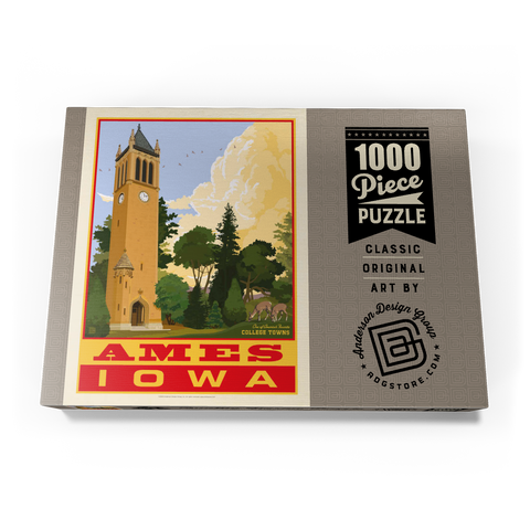 American College Towns: Ames, Iowa, Vintage Poster 1000 Puzzle Schachtel Ansicht3