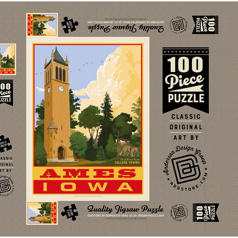 American College Towns: Ames, Iowa, Vintage Poster 100 Puzzle Schachtel 3D Modell