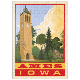 Darstellung des Puzzle-Motivs American College Towns: Ames, Iowa, Vintage Poster – Puzzleteile: 500