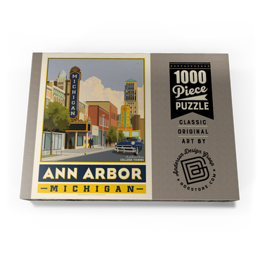 Darstellung des Puzzle Motivs American College Towns: Ann Arbor, Michigan, Vintage Poster 1000 Puzzle Schachtel Ansicht3