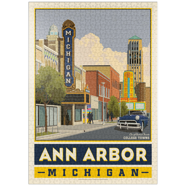 Darstellung des Puzzle Motivs puzzleplate American College Towns: Ann Arbor, Michigan, Vintage Poster 1000 Puzzle