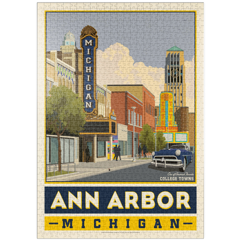 Darstellung des Puzzle Motivs American College Towns: Ann Arbor, Michigan, Vintage Poster puzzleplate American College Towns: Ann Arbor, Michigan, Vintage Poster 1000 Puzzle