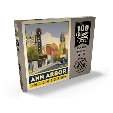 Darstellung des Puzzle Motivs American College Towns: Ann Arbor, Michigan, Vintage Poster American College Towns: Ann Arbor, Michigan, Vintage Poster 100 Puzzle Schachtel Ansicht2