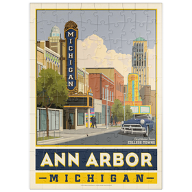 Darstellung des Puzzle Motivs American College Towns: Ann Arbor, Michigan, Vintage Poster - Puzzleteile: 100