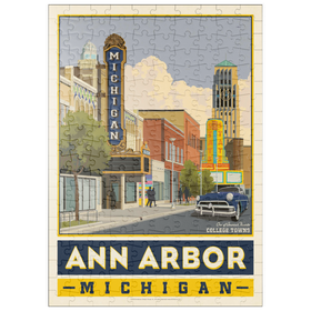 Darstellung des Puzzle Motivs American College Towns: Ann Arbor, Michigan, Vintage Poster - Puzzleteile: 200