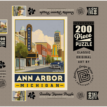 Darstellung des Puzzle Motivs American College Towns: Ann Arbor, Michigan, Vintage Poster 200 Puzzle Schachtel 3D Modell
