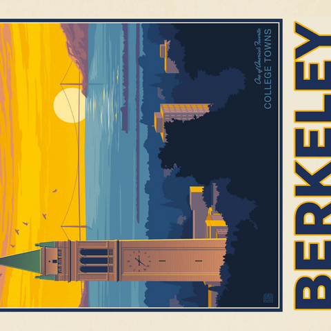 American College Towns: Berkeley, CA, Vintage Poster 1000 Puzzle 3D Modell