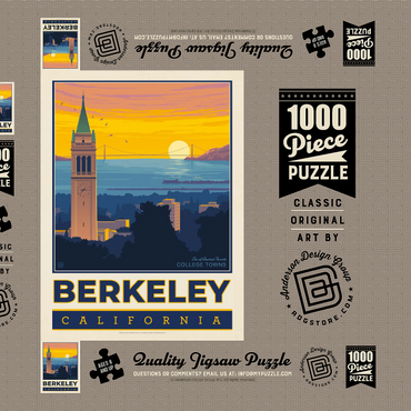 American College Towns: Berkeley, CA, Vintage Poster 1000 Puzzle Schachtel 3D Modell