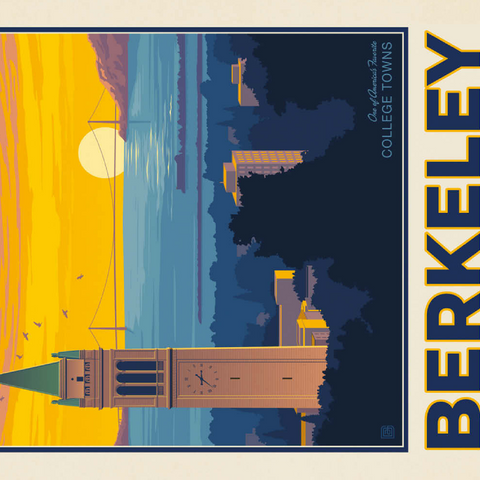 American College Towns: Berkeley, CA, Vintage Poster 100 Puzzle 3D Modell