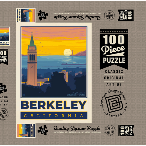 American College Towns: Berkeley, CA, Vintage Poster 100 Puzzle Schachtel 3D Modell