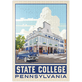 Darstellung des Puzzle-Motivs American College Towns: State College, PA, Vintage Poster – Puzzleteile: 1000