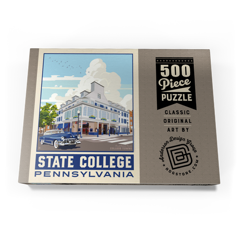 American College Towns: State College, PA, Vintage Poster 500 Puzzle Schachtel Ansicht3