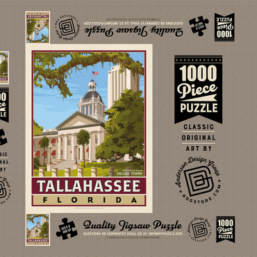 Darstellung des Puzzle Motivs American College Towns: Tallahassee, FL, Vintage Poster 1000 Puzzle Schachtel 3D Modell