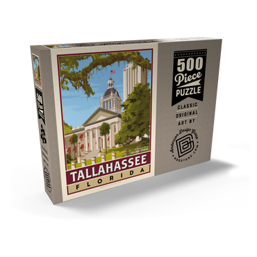 Darstellung des Puzzle Motivs American College Towns: Tallahassee, FL, Vintage Poster 500 Puzzle Schachtel Ansicht2