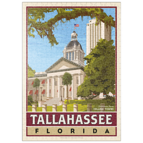 Darstellung des Puzzle-Motivs American College Towns: Tallahassee, FL, Vintage Poster – Puzzleteile: 500