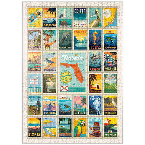 Darstellung des Puzzle Motivs Florida: Multi-Image Print, Vintage Poster puzzleplate Florida: Multi-Image Print, Vintage Poster 1000 Puzzle