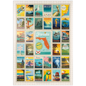 Darstellung des Puzzle Motivs Florida: Multi-Image Print, Vintage Poster - Puzzleteile: 1000