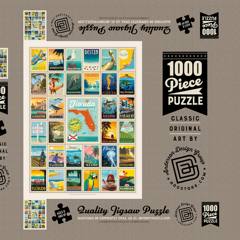 Darstellung des Puzzle Motivs Florida: Multi-Image Print, Vintage Poster Florida: Multi-Image Print, Vintage Poster 1000 Puzzle Schachtel 3D Modell