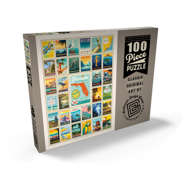 Darstellung des Puzzle Motivs Florida: Multi-Image Print, Vintage Poster 100 Puzzle Schachtel Ansicht2