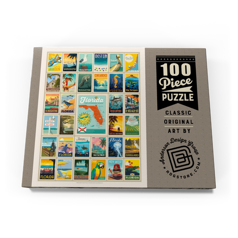 Darstellung des Puzzle Motivs Florida: Multi-Image Print, Vintage Poster Florida: Multi-Image Print, Vintage Poster 100 Puzzle Schachtel Ansicht3