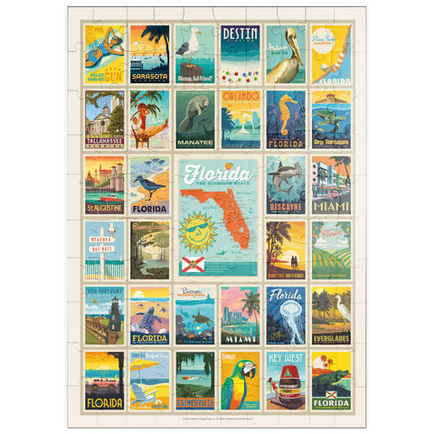 Darstellung des Puzzle Motivs Florida: Multi-Image Print, Vintage Poster puzzleplate Florida: Multi-Image Print, Vintage Poster 100 Puzzle