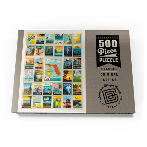 Darstellung des Puzzle Motivs Florida: Multi-Image Print, Vintage Poster Florida: Multi-Image Print, Vintage Poster 500 Puzzle Schachtel Ansicht3