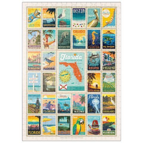 Darstellung des Puzzle Motivs Florida: Multi-Image Print, Vintage Poster puzzleplate Florida: Multi-Image Print, Vintage Poster 500 Puzzle