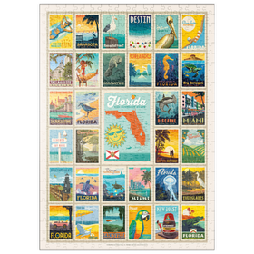 Darstellung des Puzzle Motivs Florida: Multi-Image Print, Vintage Poster - Puzzleteile: 500