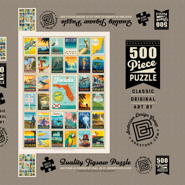 Darstellung des Puzzle Motivs Florida: Multi-Image Print, Vintage Poster 500 Puzzle Schachtel 3D Modell