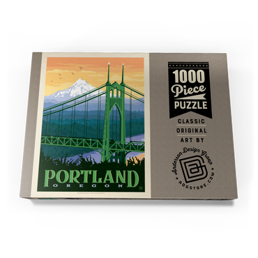 Darstellung des Puzzle Motivs Portland, Oregon: St. Johns Bridge, Vintage Poster 1000 Puzzle Schachtel Ansicht3