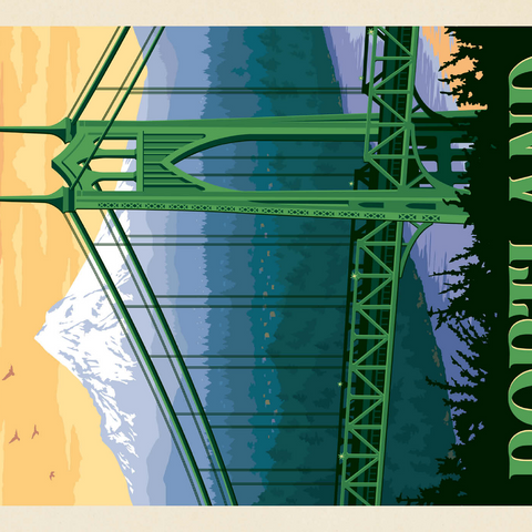 Darstellung des Puzzle Motivs Portland, Oregon: St. Johns Bridge, Vintage Poster Portland, Oregon: St. Johns Bridge, Vintage Poster 1000 Puzzle 3D Modell