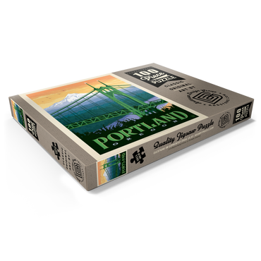 Darstellung des Puzzle Motivs Portland, Oregon: St. Johns Bridge, Vintage Poster 100 Puzzle Schachtel Ansicht1