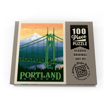 Darstellung des Puzzle Motivs Portland, Oregon: St. Johns Bridge, Vintage Poster 100 Puzzle Schachtel Ansicht3