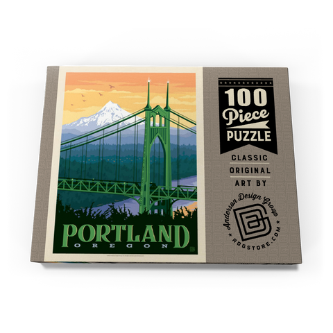 Darstellung des Puzzle Motivs Portland, Oregon: St. Johns Bridge, Vintage Poster Portland, Oregon: St. Johns Bridge, Vintage Poster 100 Puzzle Schachtel Ansicht3