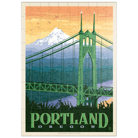 Darstellung des Puzzle Motivs Portland, Oregon: St. Johns Bridge, Vintage Poster - Puzzleteile: 100