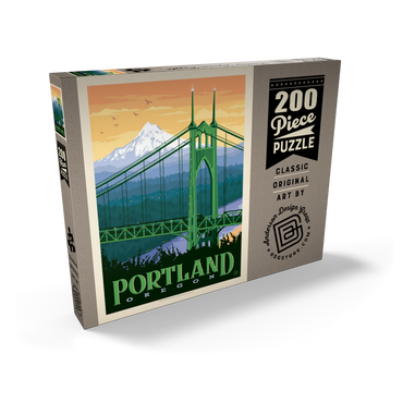 Darstellung des Puzzle Motivs Portland, Oregon: St. Johns Bridge, Vintage Poster 200 Puzzle Schachtel Ansicht2