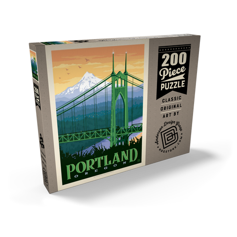 Darstellung des Puzzle Motivs Portland, Oregon: St. Johns Bridge, Vintage Poster Portland, Oregon: St. Johns Bridge, Vintage Poster 200 Puzzle Schachtel Ansicht2