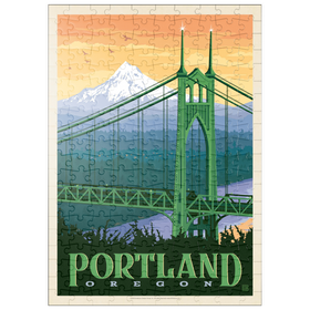 Darstellung des Puzzle Motivs Portland, Oregon: St. Johns Bridge, Vintage Poster - Puzzleteile: 200