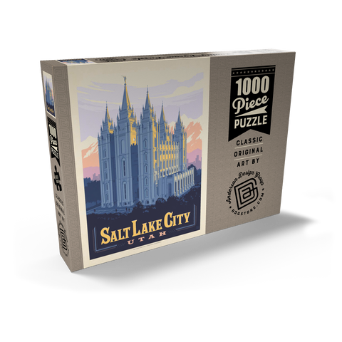 Salt Lake City, Utah: Temple Square, Vintage Poster 1000 Puzzle Schachtel Ansicht2